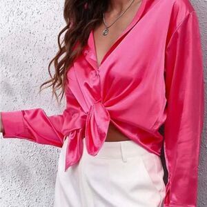 NWT Silk satin button down blouse. Sizes, S, M, L